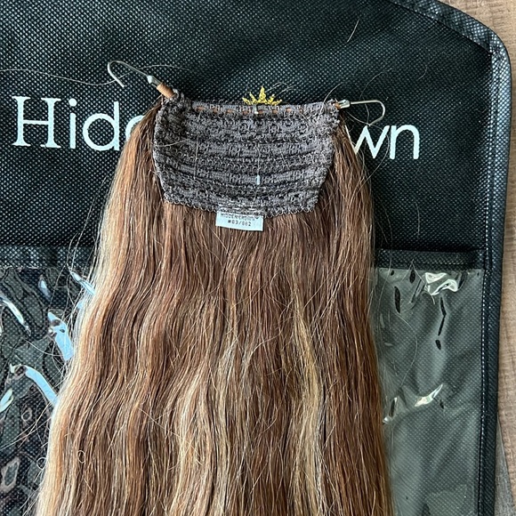 NEW-HIDDEN CROWN- BUNGEE PONYTAIL- COLOR 882 dark ash blonde wavy-human hair 18” - Picture 14 of 15